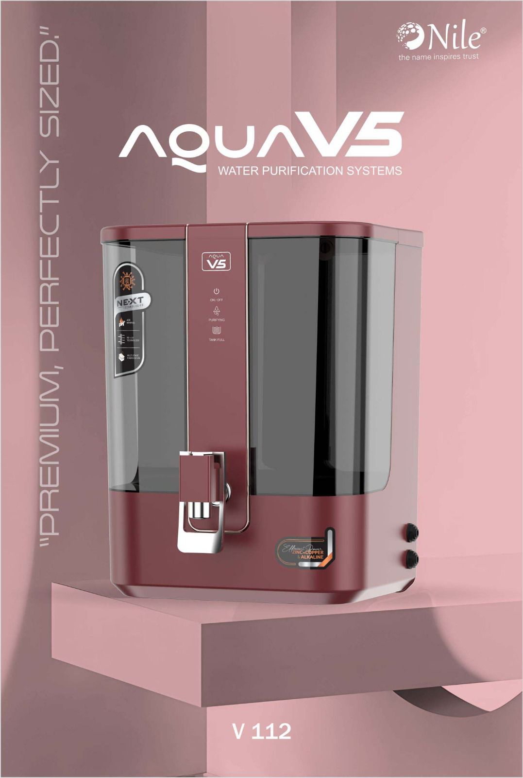 Aqua V5 Ro Water Purifier 10L | Alkaline + Copper + Zinc | Active Carbon Filter | Advanced 7-Stage Purification | Premium Sleek Design 6 Aqua V5 Ro Water Purifier 10L | Alkaline + Copper + Zinc | Active Carbon Filter | Advanced 7-Stage Purification | Premium Sleek Design - Image 6