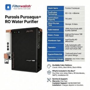 PuroAqua PLUS water purifier for home with water saving Technology | Suitable For Borewell,Municipal Water