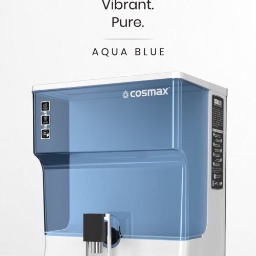 COSMAX 1.25 Multi-Stage RO UV UF Alkaline Water Purifier Cabinet 9L Storage in Aqua Blue
