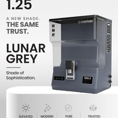 COSMAX 1.25 Multi-Stage RO UV UF Alkaline Water Purifier Cabinet 9L Storage in Lunar Grey